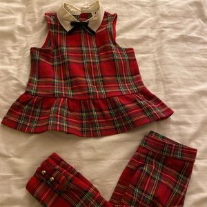 Janie and Jack red plaid Christmas Holiday size 4